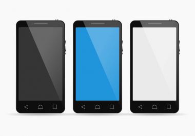 Smartphone beyaz arka plan üzerinde ayarlayın. Vektör çizim.