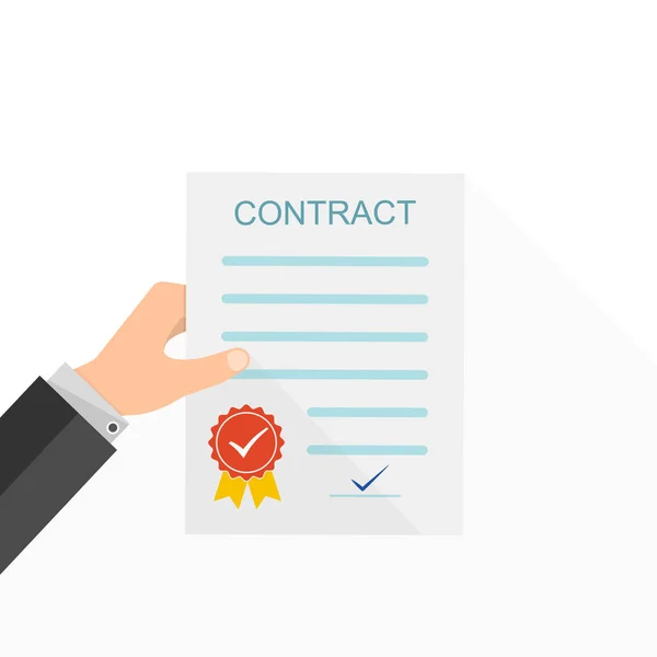Contract in the hand. Vector illustration — Stock Vector