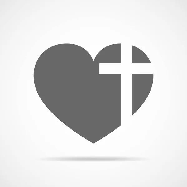 Herz mit christlichem Kreuz. Vektorillustration. — Stockvektor