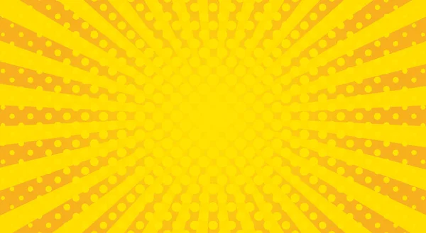 Sunbeams kuning latar belakang halftone. Ilustrasi vektor . - Stok Vektor