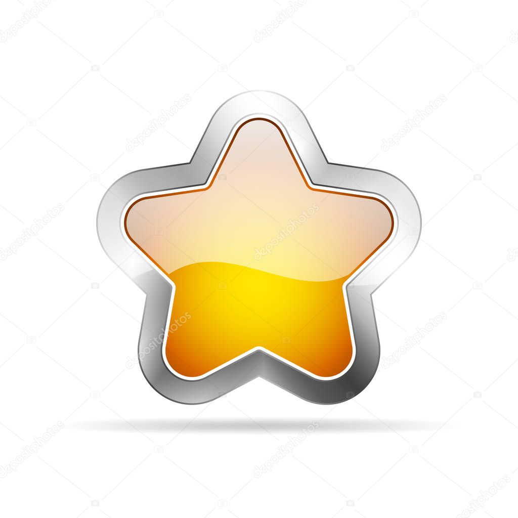 Glossy star icon. Vector illustration.