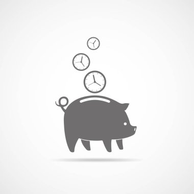 Düşen saatler ile Piggy banka. Vektör çizim