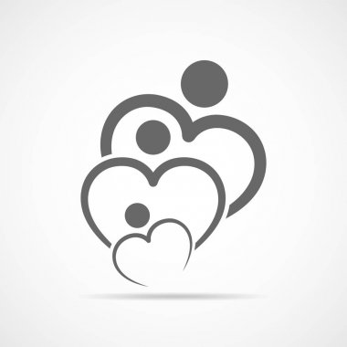 Aile Bakımı simgesi kalp şeklinde. Vektör çizim.