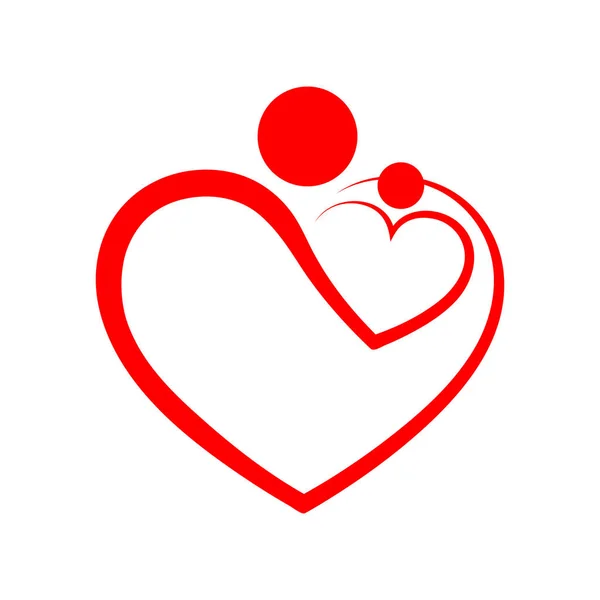Σύμβολο οικογενειακής φροντίδας σε σχήμα καρδιάς. Εικονογράφηση διάνυσμα. — Διανυσματικό Αρχείο