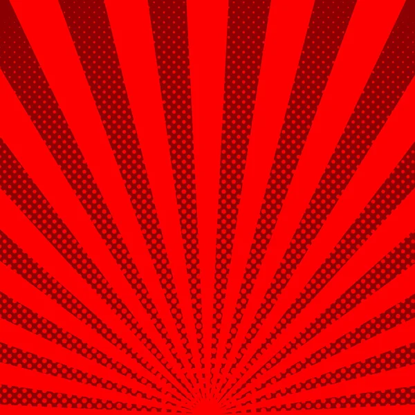 Rayos de sol rojos de medio tono de fondo. Ilustración vectorial . — Vector de stock
