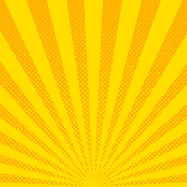 Gelbe Sonnenstrahlen halbtonem Hintergrund. Vektorillustration. — Stockvektor