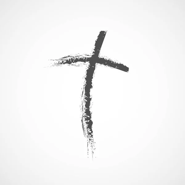 Handritad kristna kors ikonen. Vektorillustration — Stock vektor