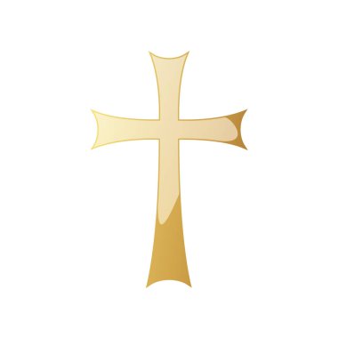 Altın Hıristiyan haçı. Vektör çizim.