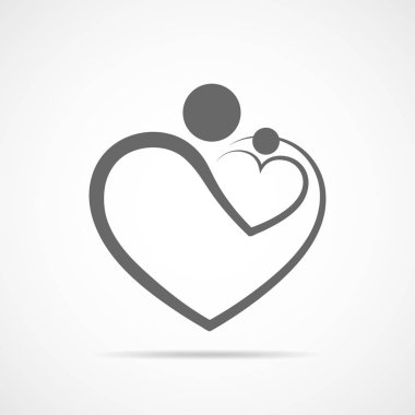 Aile Bakımı simgesi kalp şeklinde. Vektör çizim.