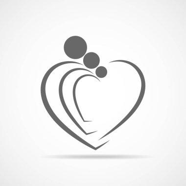 Aile Bakımı simgesi kalp şeklinde. Vektör çizim.