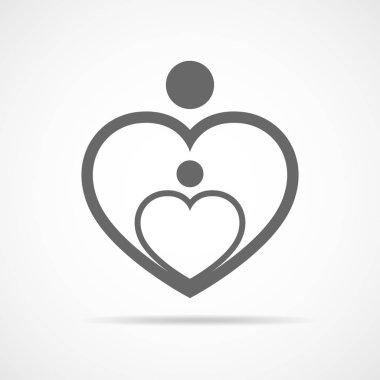 Aile Bakımı simgesi kalp şeklinde. Vektör çizim.