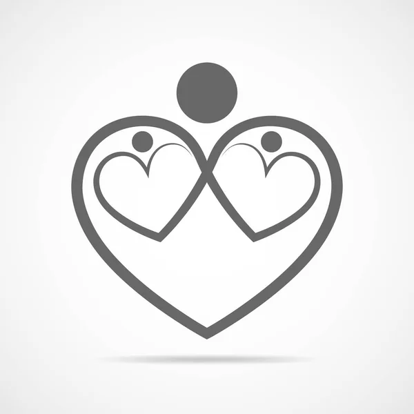 Σύμβολο οικογενειακής φροντίδας σε σχήμα καρδιάς. Εικονογράφηση διάνυσμα. — Διανυσματικό Αρχείο