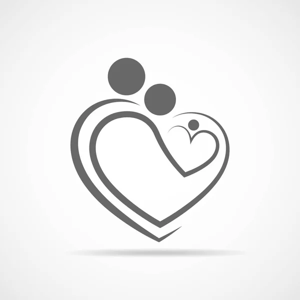 Símbolo de cuidado familiar en forma de corazón. Ilustración vectorial . — Vector de stock