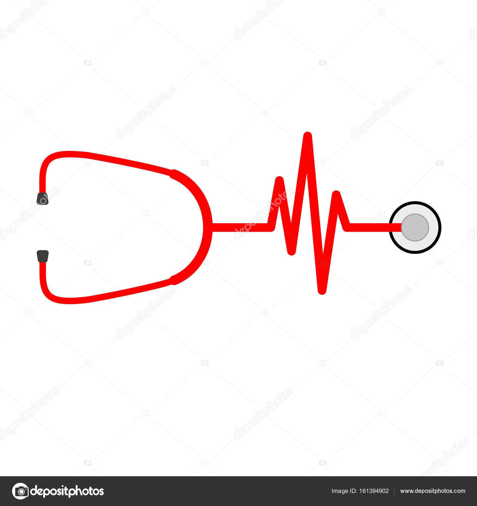 Stethoscope and heartbeat sign. Vector illustration — Stock Vector