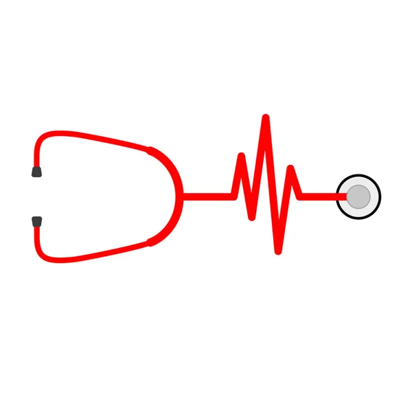 Estetoscópio e sinal de batimento cardíaco. Ilustração vetorial — Vetor de Stock