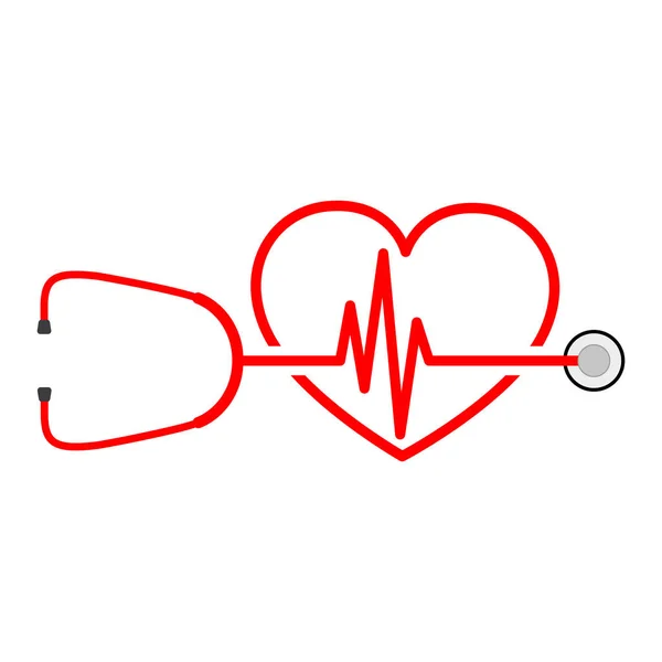 Stethoscope, heartbeat sign and heart. Vector illustration — Stock Vector