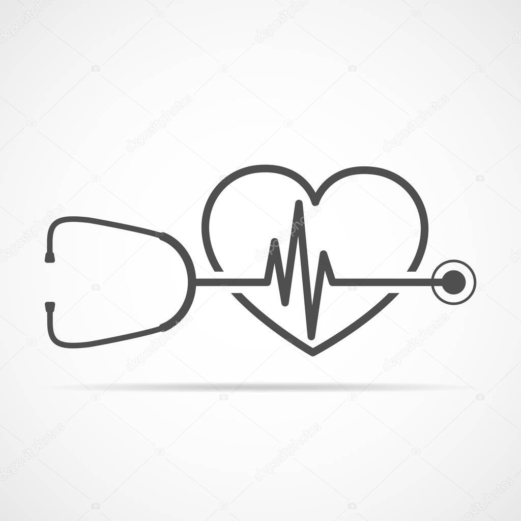 Download Stethoscope, heartbeat sign and heart. Vector illustration ...