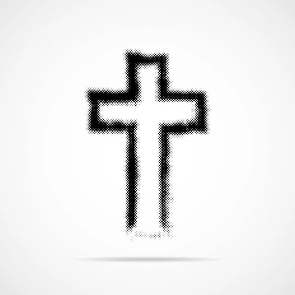 Christian cross in halftone design. Vector illustration — Stock Vector