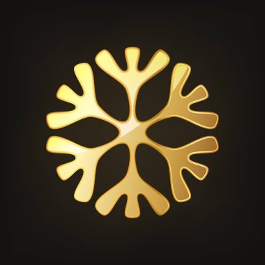 Altın kar tanesi simgesi. Vektör çizim.