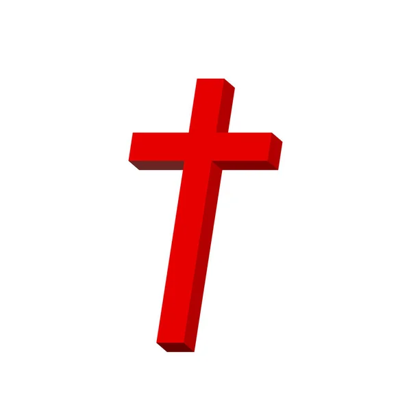 Piros keresztény kereszt ikon. Vektoros illusztráció. — Stock Vector