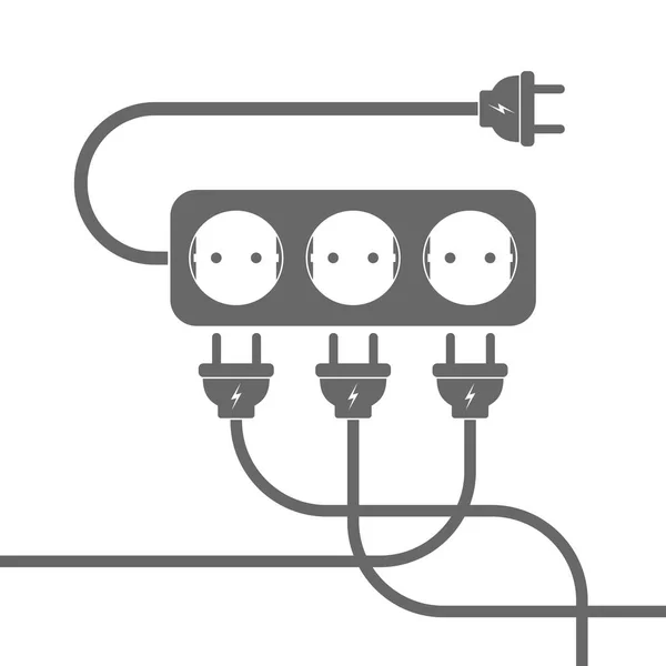 Cable de extensión de alimentación. Ilustración vectorial . — Vector de stock