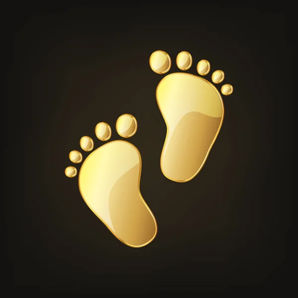 Golden baby footprints. Vector illustration. — Stock Vector