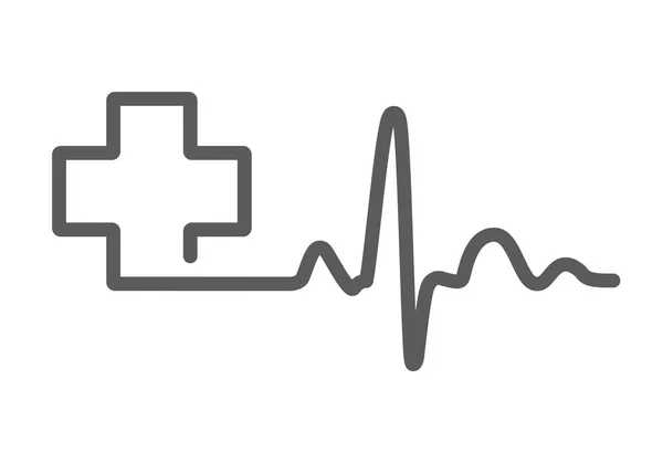 Heartbeat teken en met medische Kruis. Vectorillustratie. — Stockvector