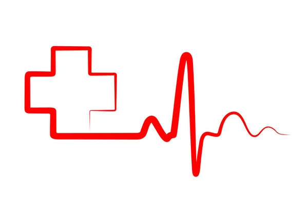 Signe de battement de coeur et avec croix médicale. Illustration vectorielle . — Image vectorielle