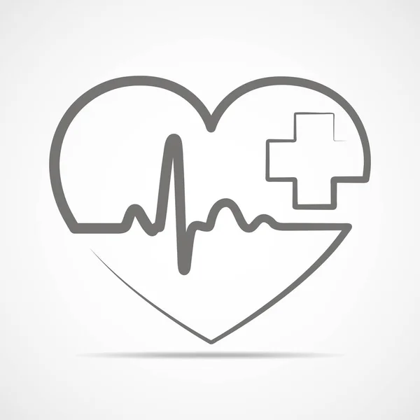 Καρδιακή αρρυθμία σημάδι και με σταυρό. Εικονογράφηση διάνυσμα. — Διανυσματικό Αρχείο