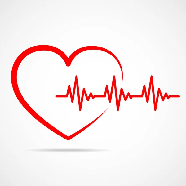 Coração com sinal de batimento cardíaco. Ilustração vetorial . — Vetor de Stock