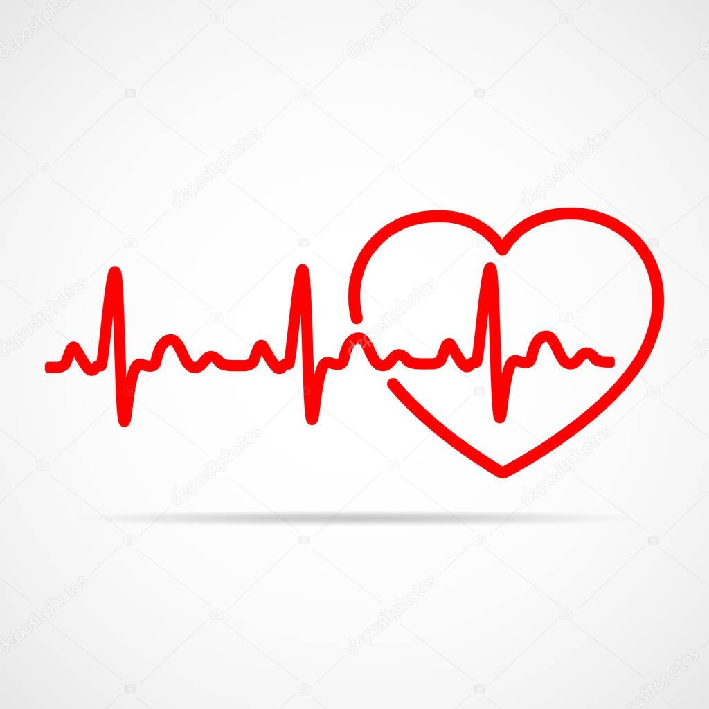 Heart with heartbeat sign. Vector illustration.