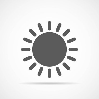 Gri güneş simgesi. Vektör çizim