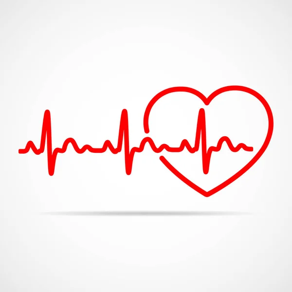 Coração com sinal de batimento cardíaco. Ilustração vetorial . —  Vetores de Stock