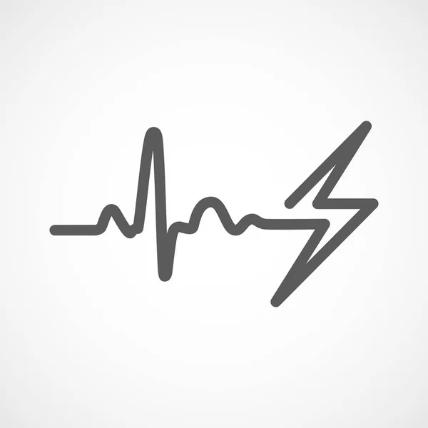 Signo de latido del corazón con relámpago. Ilustración vectorial . — Vector de stock