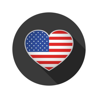 ABD bayrağı ile kalp. Vektör çizim.