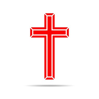 Kırmızı Hıristiyan çapraz simge. Vektör çizim.