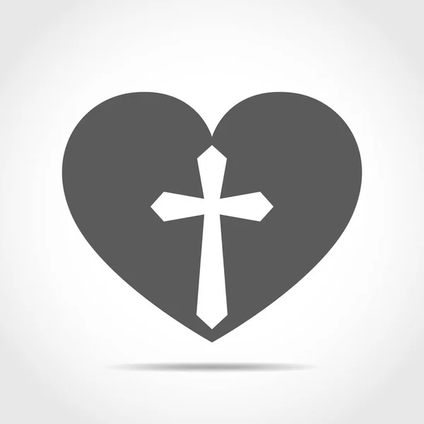 Hart met christelijke kruis. Vectorillustratie. — Stockvector