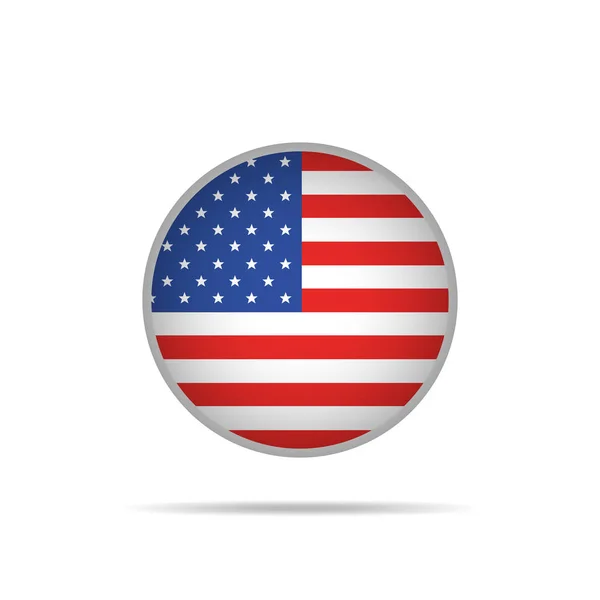 Ronde knop met Usa vlag. Vectorillustratie. — Stockvector