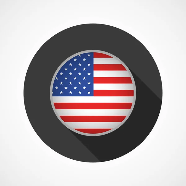 Botón redondo con bandera de EE.UU. Ilustración vectorial . — Archivo Imágenes Vectoriales