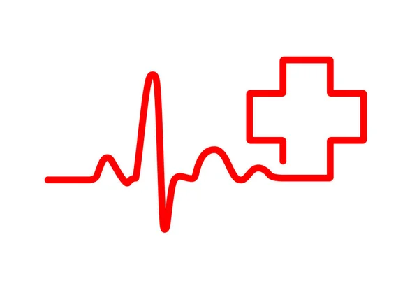 Herzschlagzeichen und mit medizinischem Kreuz. Vektorillustration. — Stockvektor