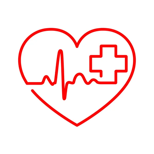 Hjärta med heartbeat tecken och cross. Vektorillustration. — Stock vektor