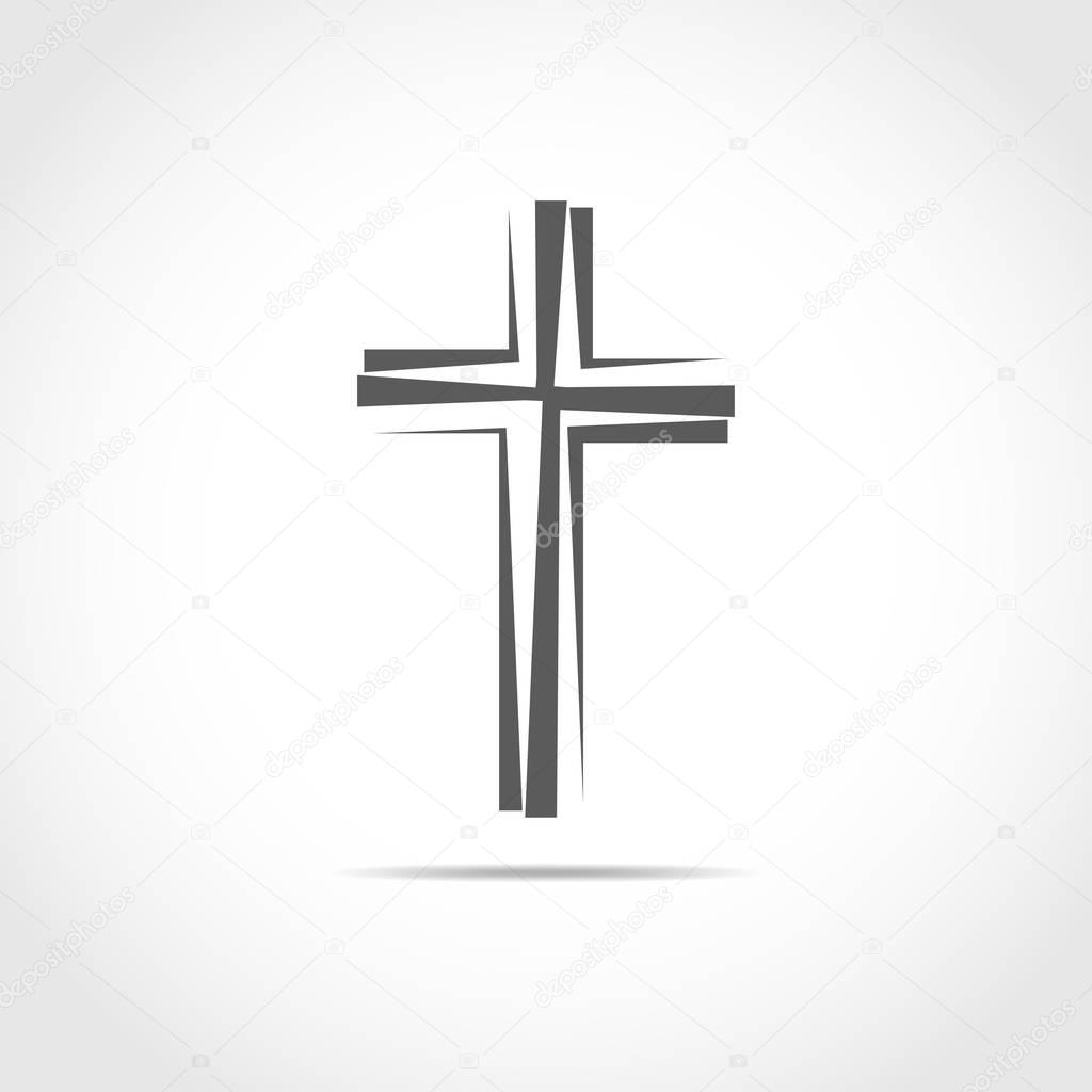 Gray Christian cross icon. Vector illustration.