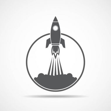 Roket ikonu. Vektör illüstrasyonu.