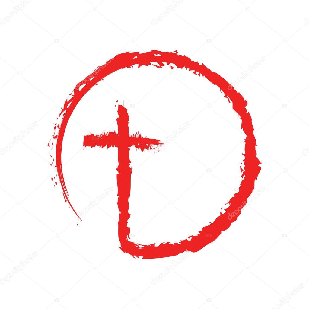 Red christian cross icon. Vector illustration.