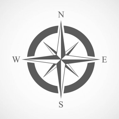 Gri pusula simgesini. Vektör çizim.