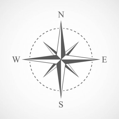 Gri pusula simgesini. Vektör çizim.