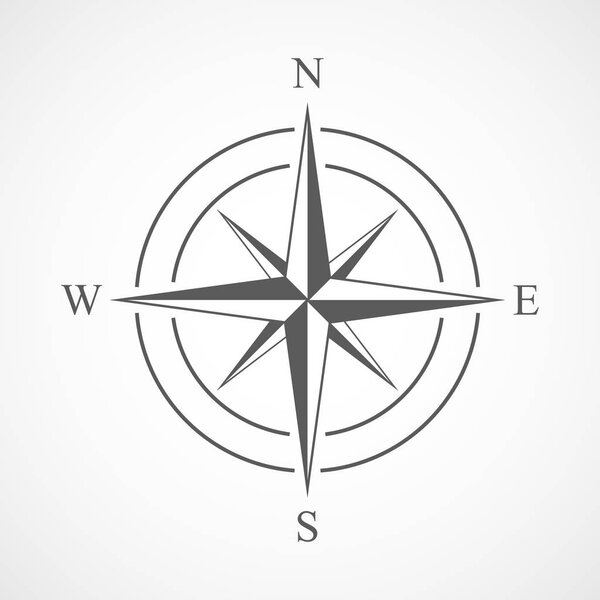 Gray compass icon. Vector illustration.