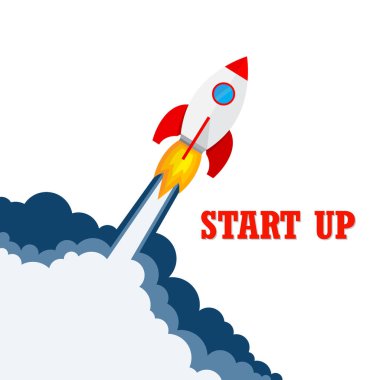 Roket fırlatma. Vektör çizim.