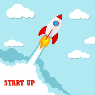 Roket fırlatma. Vektör çizim.