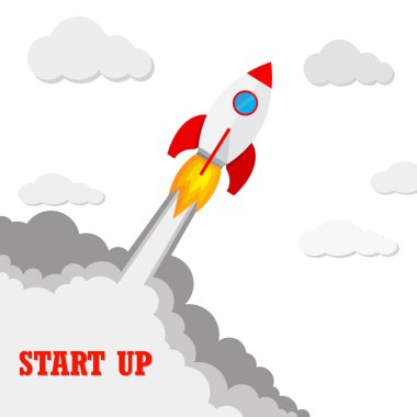 Roket fırlatma. Vektör çizim.